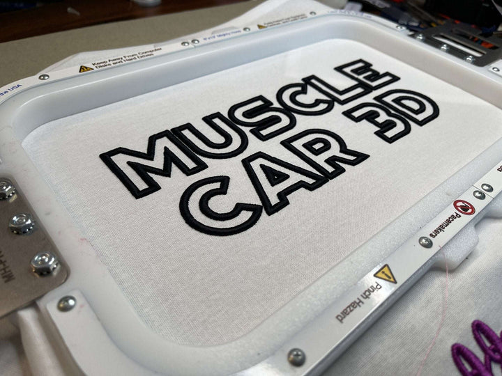 Muscle Car 3D Puff Digital Embroidery Font