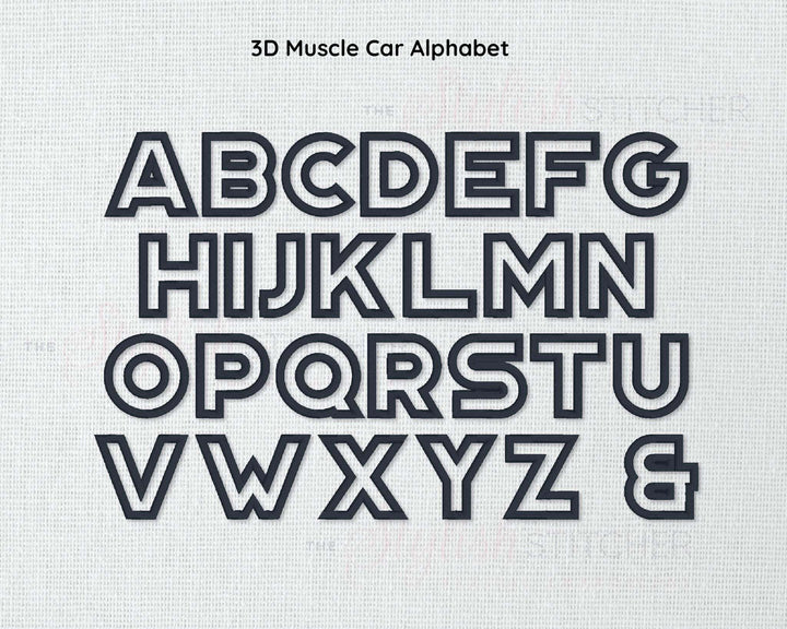 Buy Muscle Car 3D Puff Digital Embroidery Font