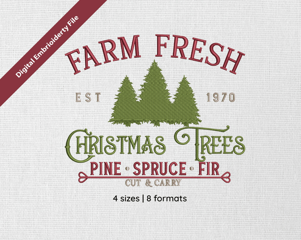 Farm Fresh Christmas Embroidery Design