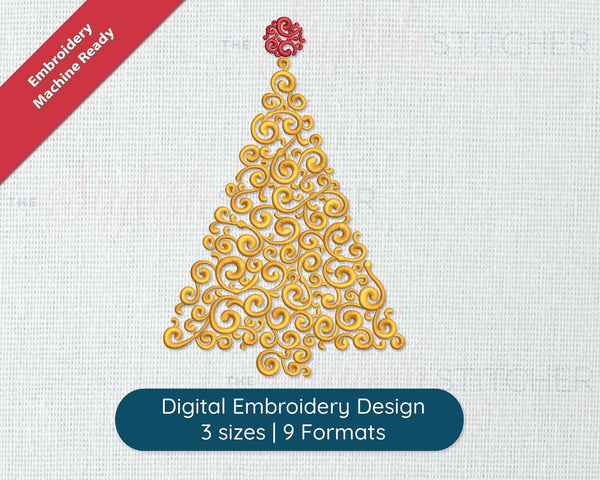 Filigree Christmas Tree Embroidery Design