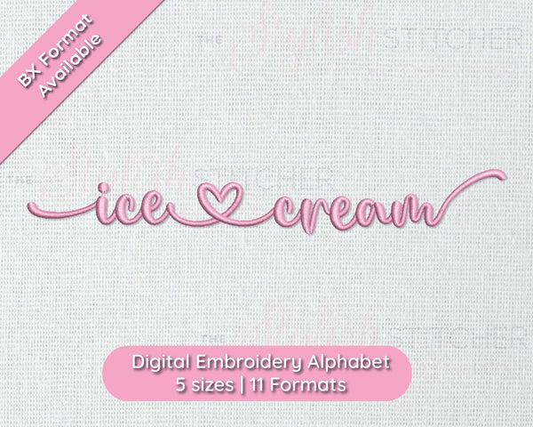 Ice Cream Digital Embroidery Font