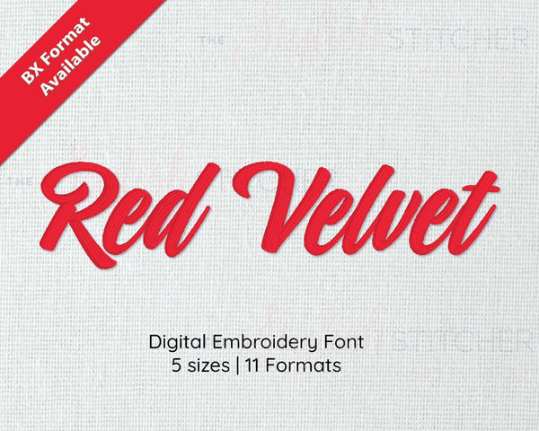 Red Velvet Cursive Script Digital Embroidery Font