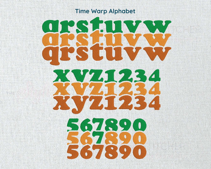 Quality Time Warp Digital Embroidery Font