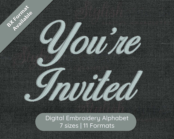 You're Invited Digital Embroidery Font