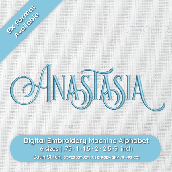 Photograph of Anastasia embroidery font