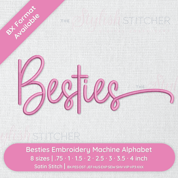 Besties Digital Embroidery Font