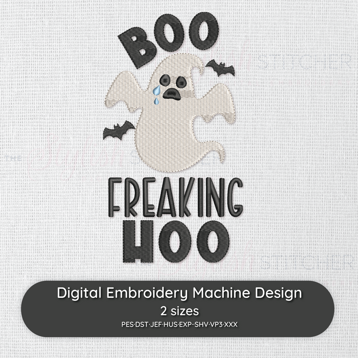 Photograph of Boo Freaking Hoo embroidery design