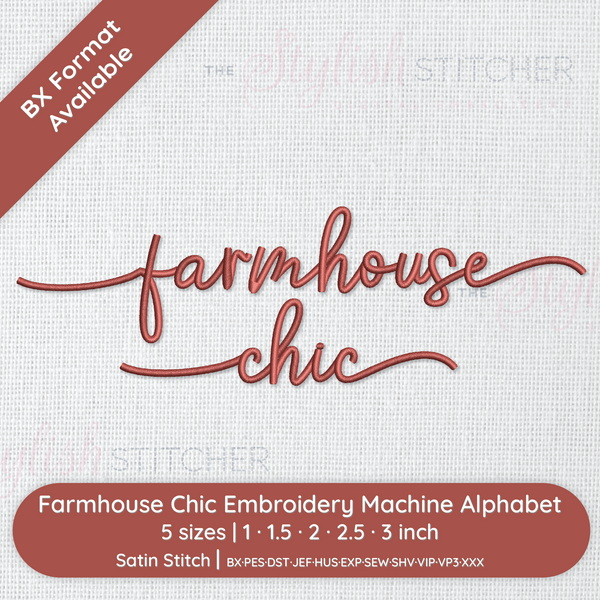 Farmhouse Chic Digital Embroidery Font