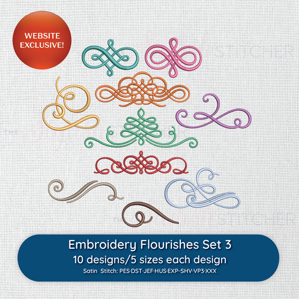 Photograph of Flourishes Set 3 embroidery design