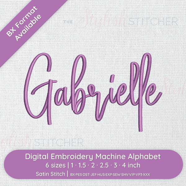 Photograph of Gabrielle embroidery font