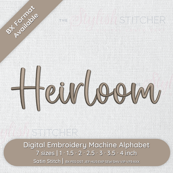 Photograph of Heirloom embroidery font