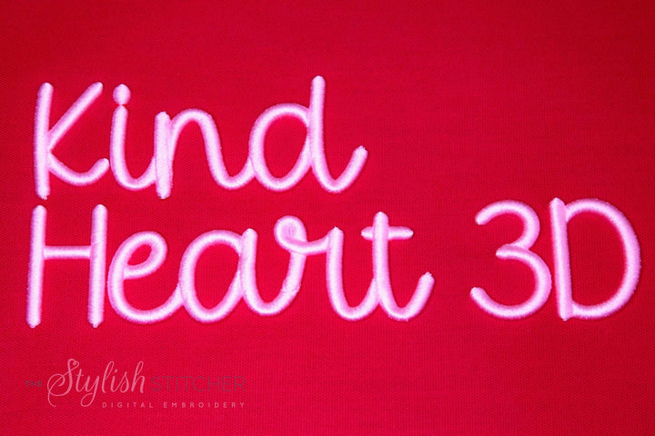 Kind Heart 3D Puff Digital Embroidery Font Machine Stitch