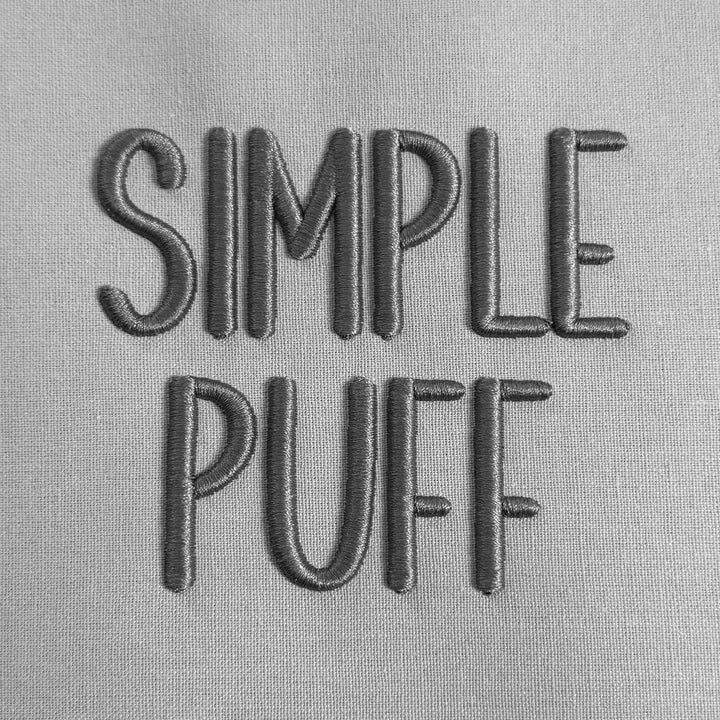 Photograph of stitched out Simple Puff embroidery font