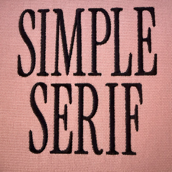 Photograph of stitched out Simple Serif embroidery font