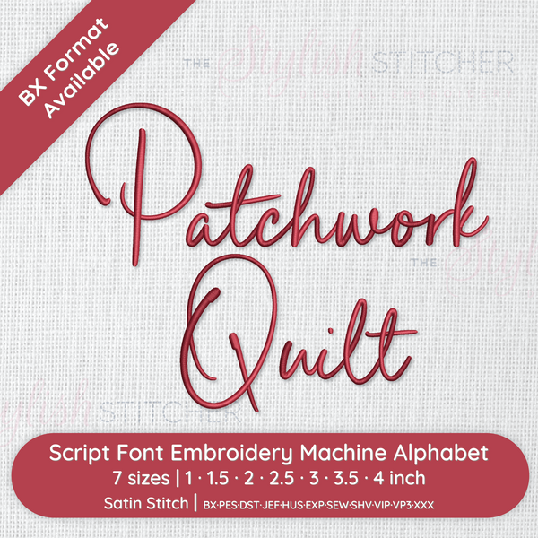 Patchwork Quilt Digital Embroidery Font