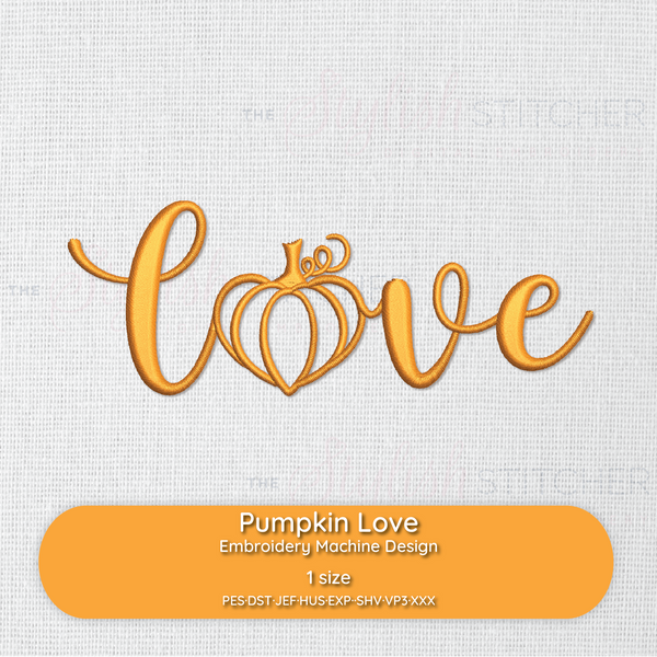 Photograph of Pumpkin Love embroidery design