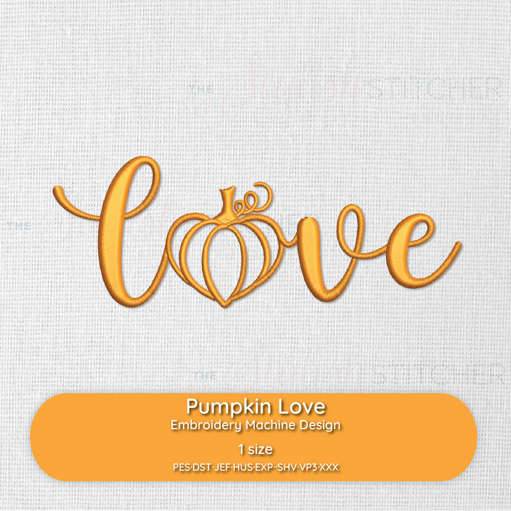 Photograph of Pumpkin Love embroidery design