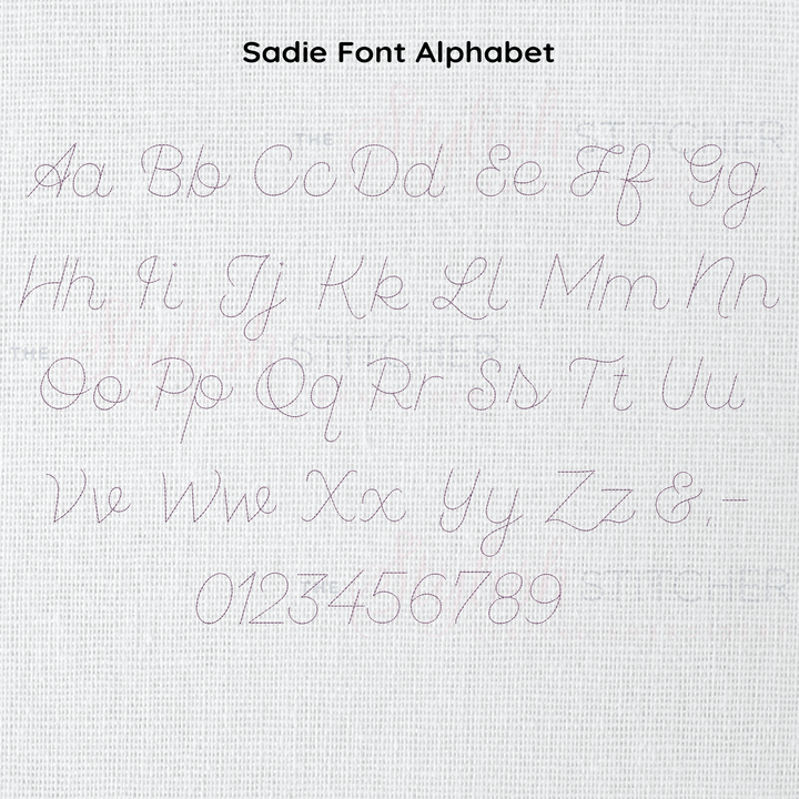 Photograph of Sadie Bean Stitch embroidery font alphabet