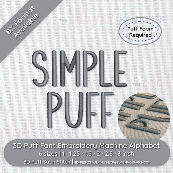 Photograph of Simple Puff embroidery font