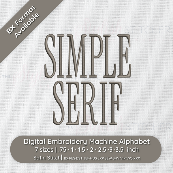 Photograph of Simple Serif embroidery font