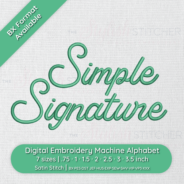 Simple Signature Digital Embroidery Font