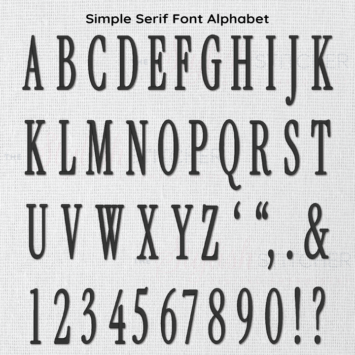 Photograph of Simple Serif embroidery font alphabet