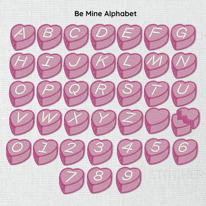 Photograph of alphabet for Be Mine font