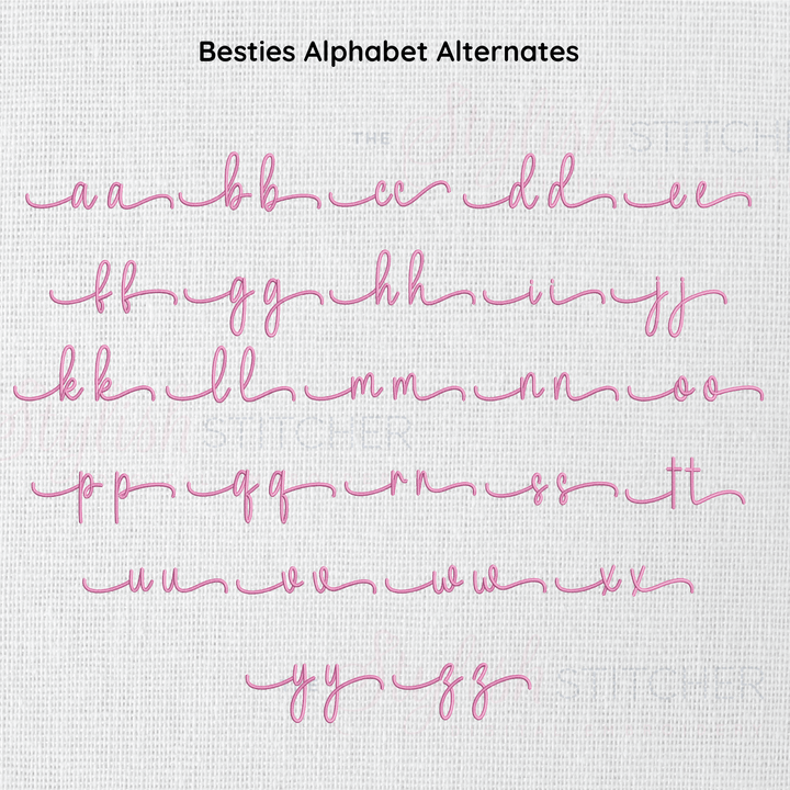 Photograph of Besties embroidery font alternate alphabet