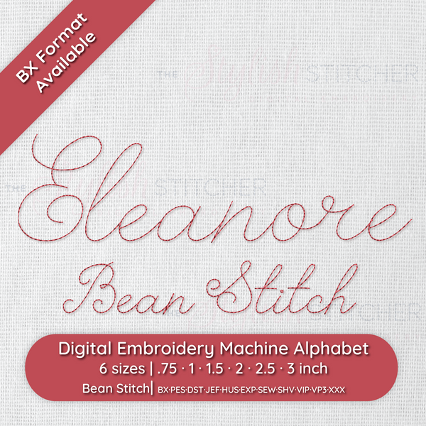 Photograph of Eleanore Bean Stitch embroidery font