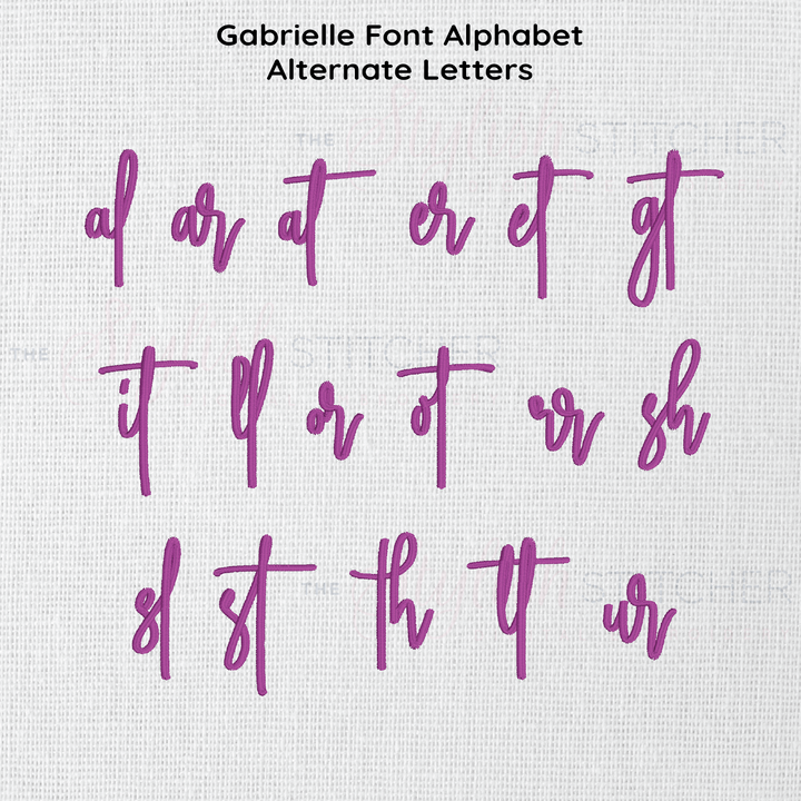 Photograph of Gabrielle embroidery font alternate alphabet