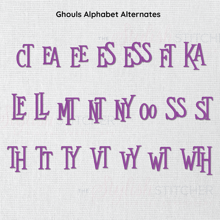 Ghouls alternate alphabet on a white background