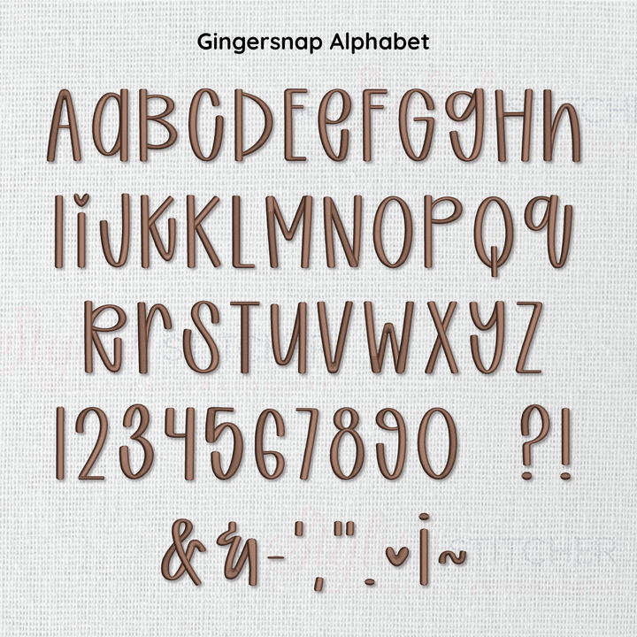 Gingersnap Alphabet set on a white background