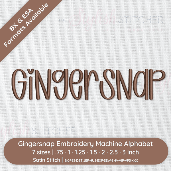'Gingersnap' text on a textured background