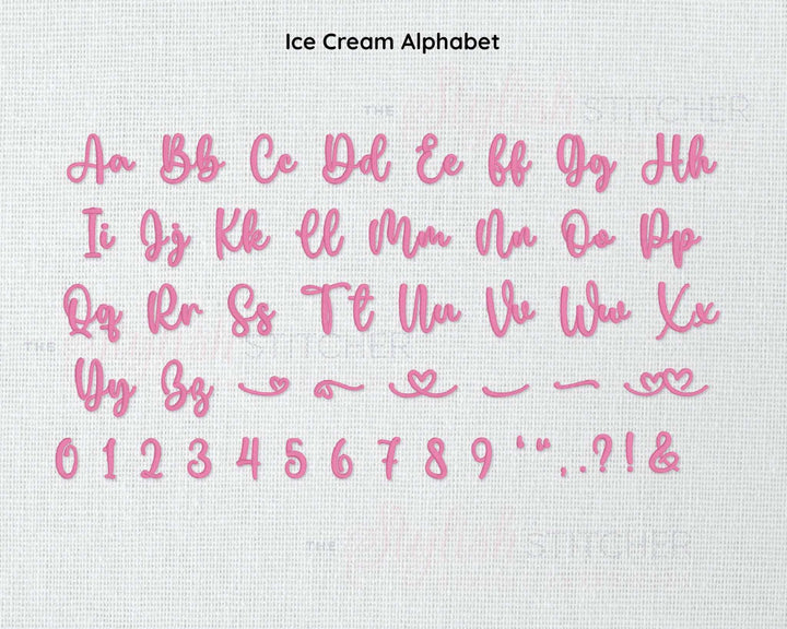 Rustic Charm Ice Cream 3D Puff Digital Embroidery Font