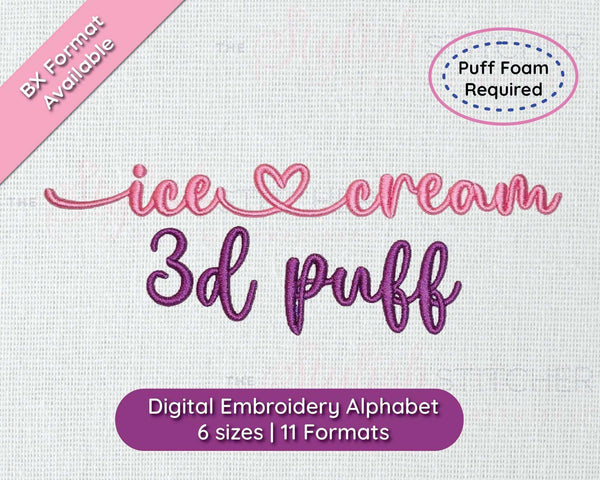 Photograph of Ice Cream 3D 
 Puff embroidery font