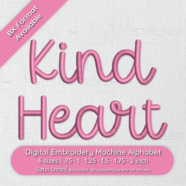 Photograph of Kind Heart embroidery font