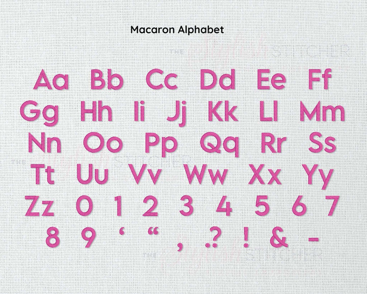 Photograph of Macaron embroidery font alphabet