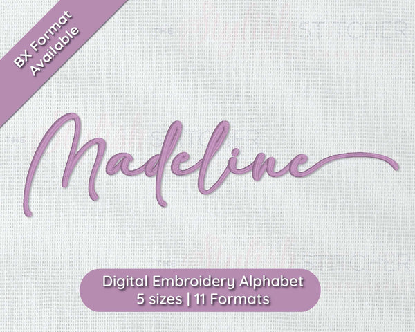Photograph of Madeline embroidery font