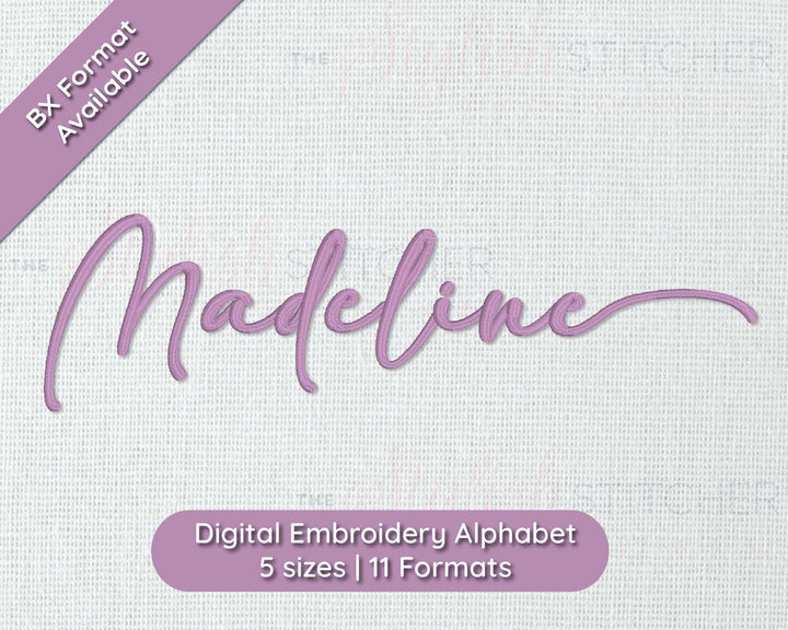 Photograph of Madeline embroidery font