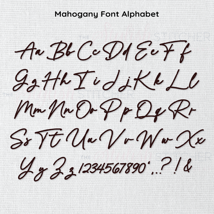 Photograph of Mahogany embroidery font alphabet