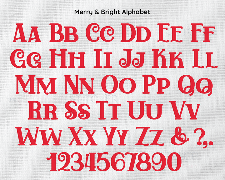 Photograph of Merry & Bright embroidery font alphabet