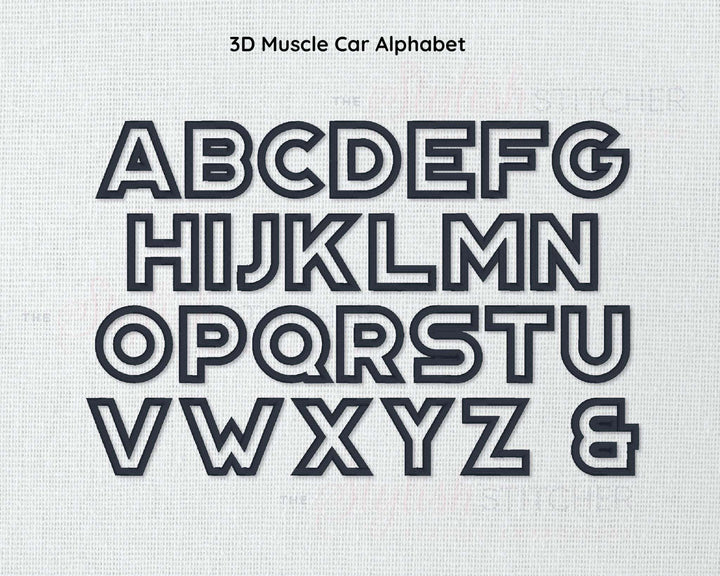 Photograph of Muscle Car 3D embroidery font alphabet