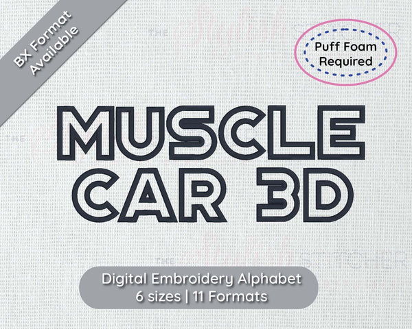 Photograph of Muscle Car 3D embroidery font