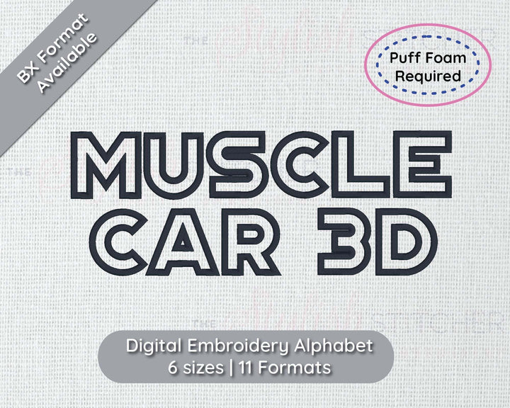 Photograph of Muscle Car 3D embroidery font