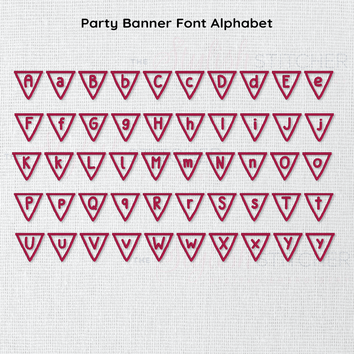 Photograph of Party Banner embroidery font alphabet