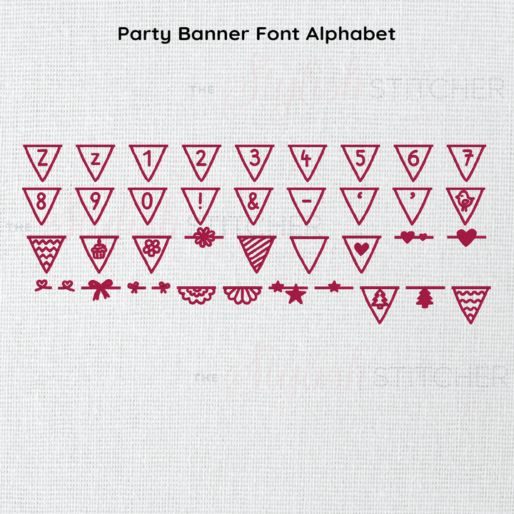 Photograph of Party Banner embroidery font alphabet