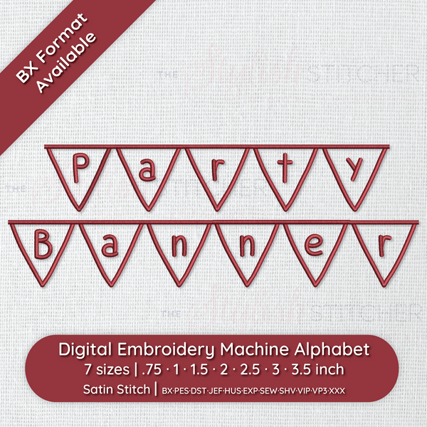 Photograph of Party Banner embroidery font
