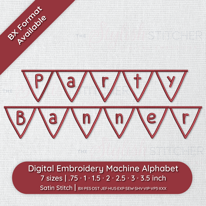 Photograph of Party Banner embroidery font