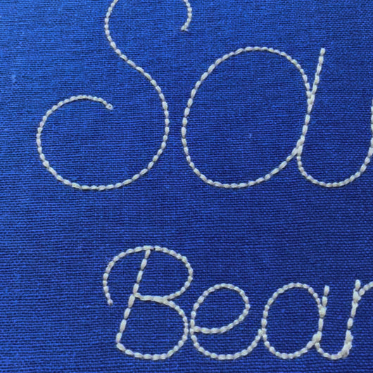 Video showcasing stitched out Sadie Bean Stitch font
