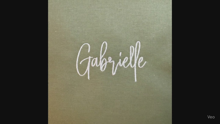 Video showcasing stitched out Gabrielle font and alphabet